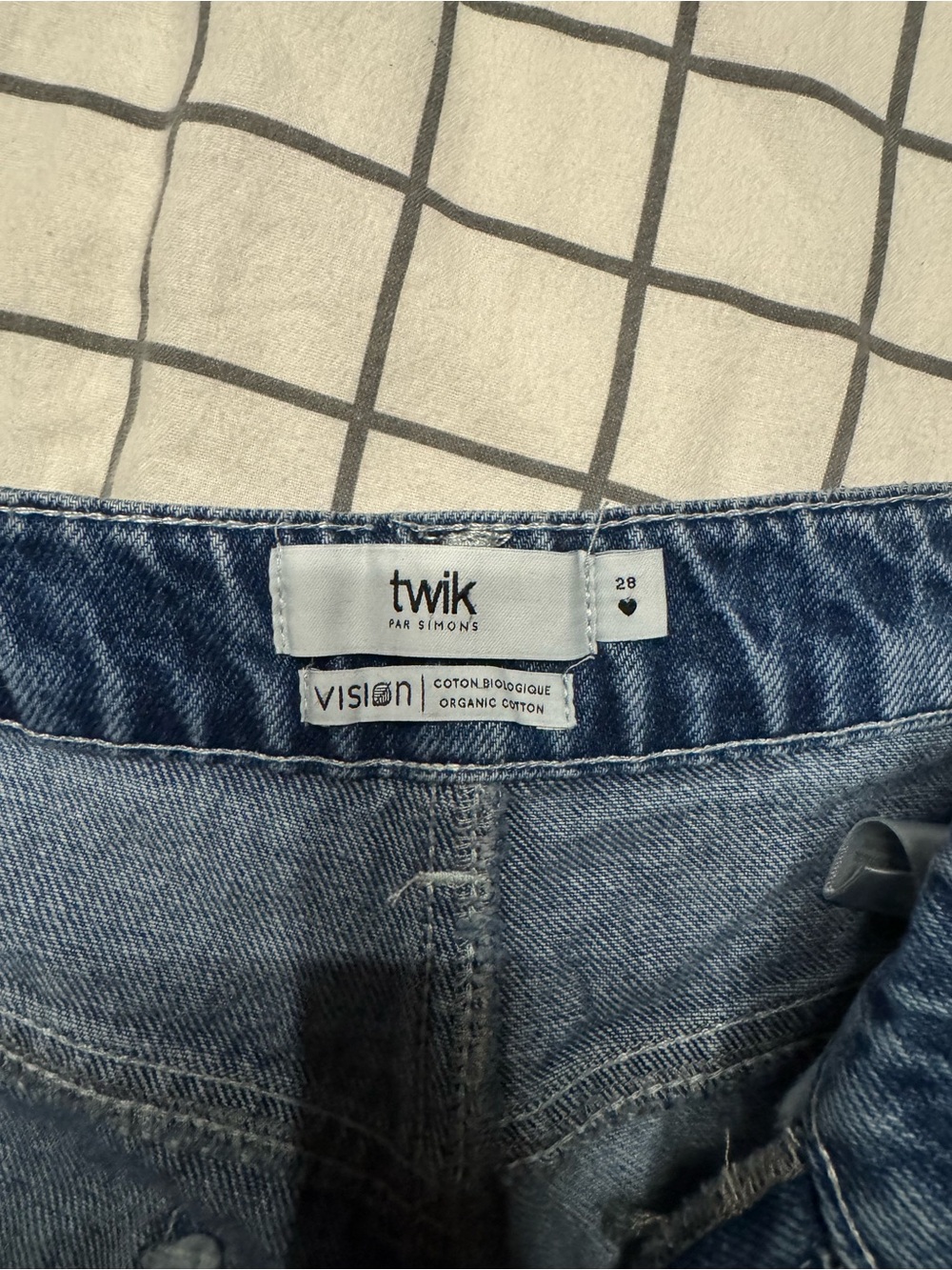 Simons Patchwork Two-Tone Blue Straight-Leg Jeans - Picture 3 of 3